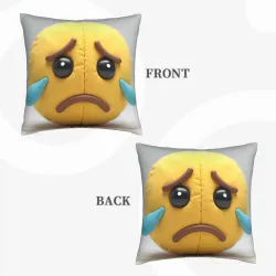 Double-Sided Plush Emoji Pillow Cover - Sad Face | OkoMall