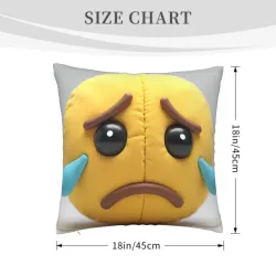 Double-Sided Plush Emoji Pillow Cover - Sad Face | OkoMall