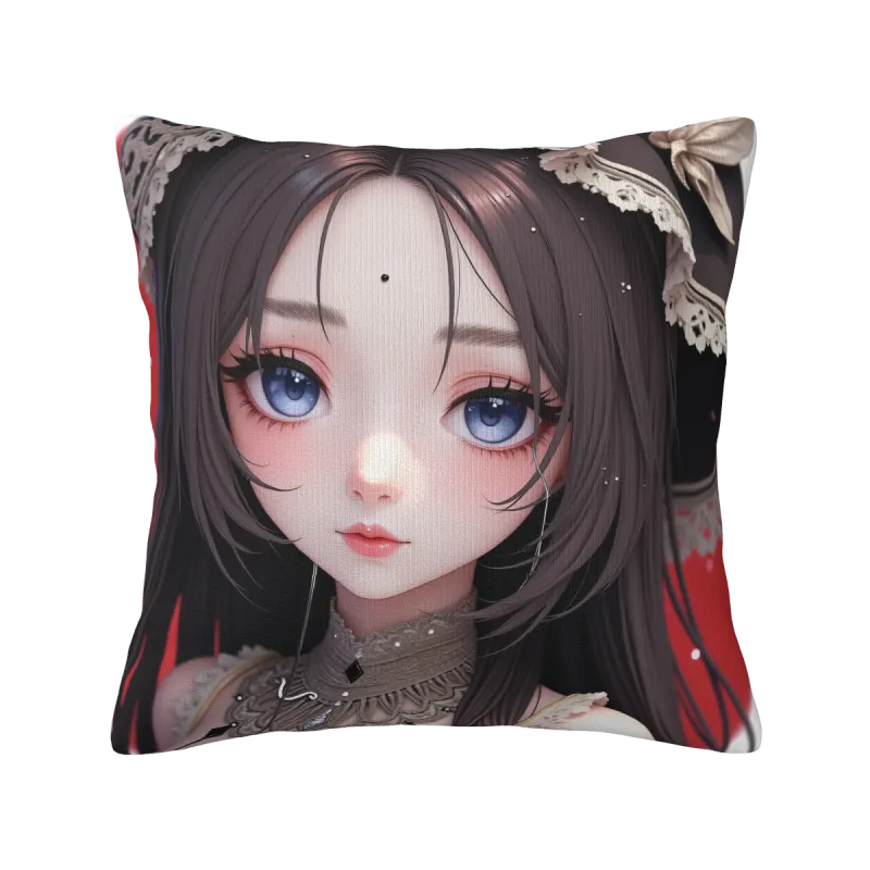 精美少女风毛绒抱枕套 - OkoMall