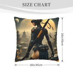 Cyberpunk Samurai Plush Pillow Cover - Okomall