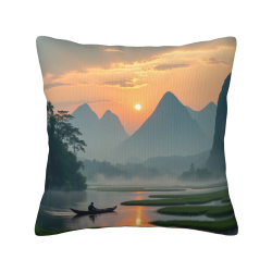 Cuscino in peluche con paesaggio montano - Okomall